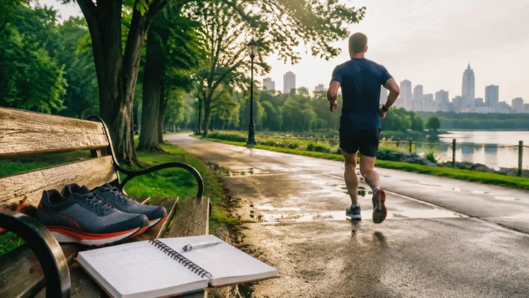 Runner restarting an easy run after missing a week of half marathon training